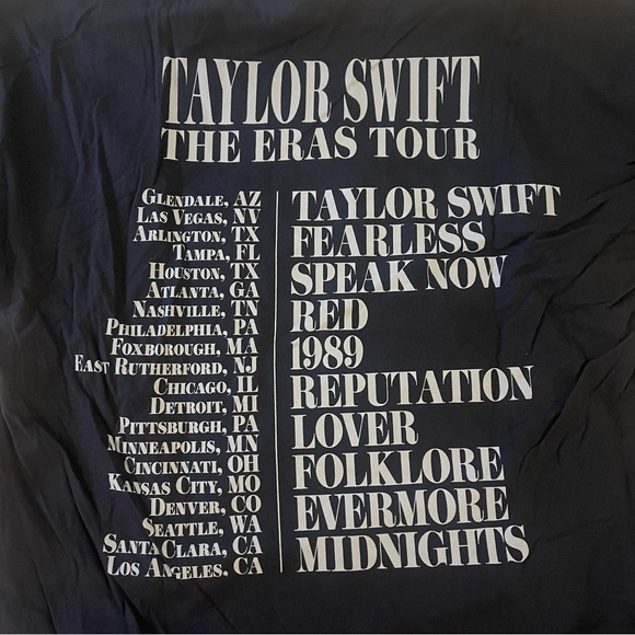 NWT Taylor Swift Eras Tour Black Tee - Picture 3 of 5